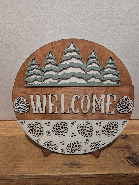 Pinecone Welcome Sign