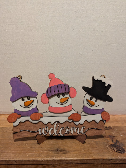 Snowmen Welcome Sign