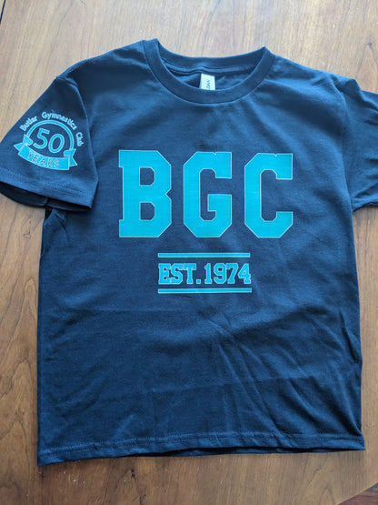 Black T-Shirt - Teal Lettering