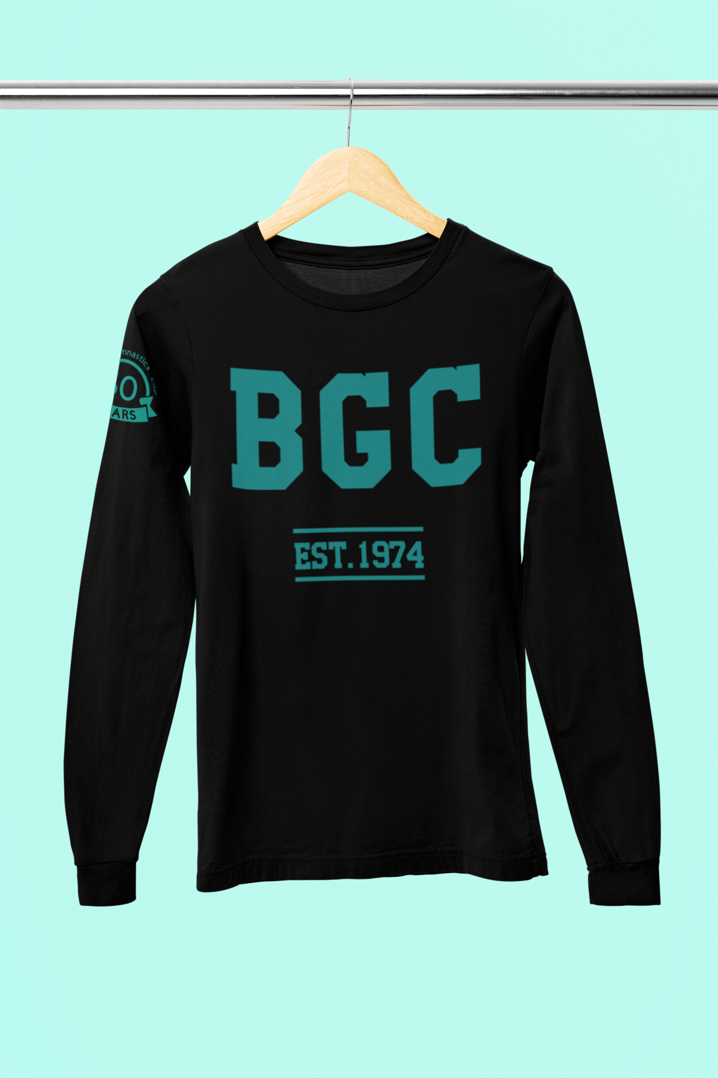 Black Long Sleeve - Teal Lettering