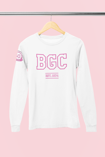 White Long Sleeve -  Pink Lettering